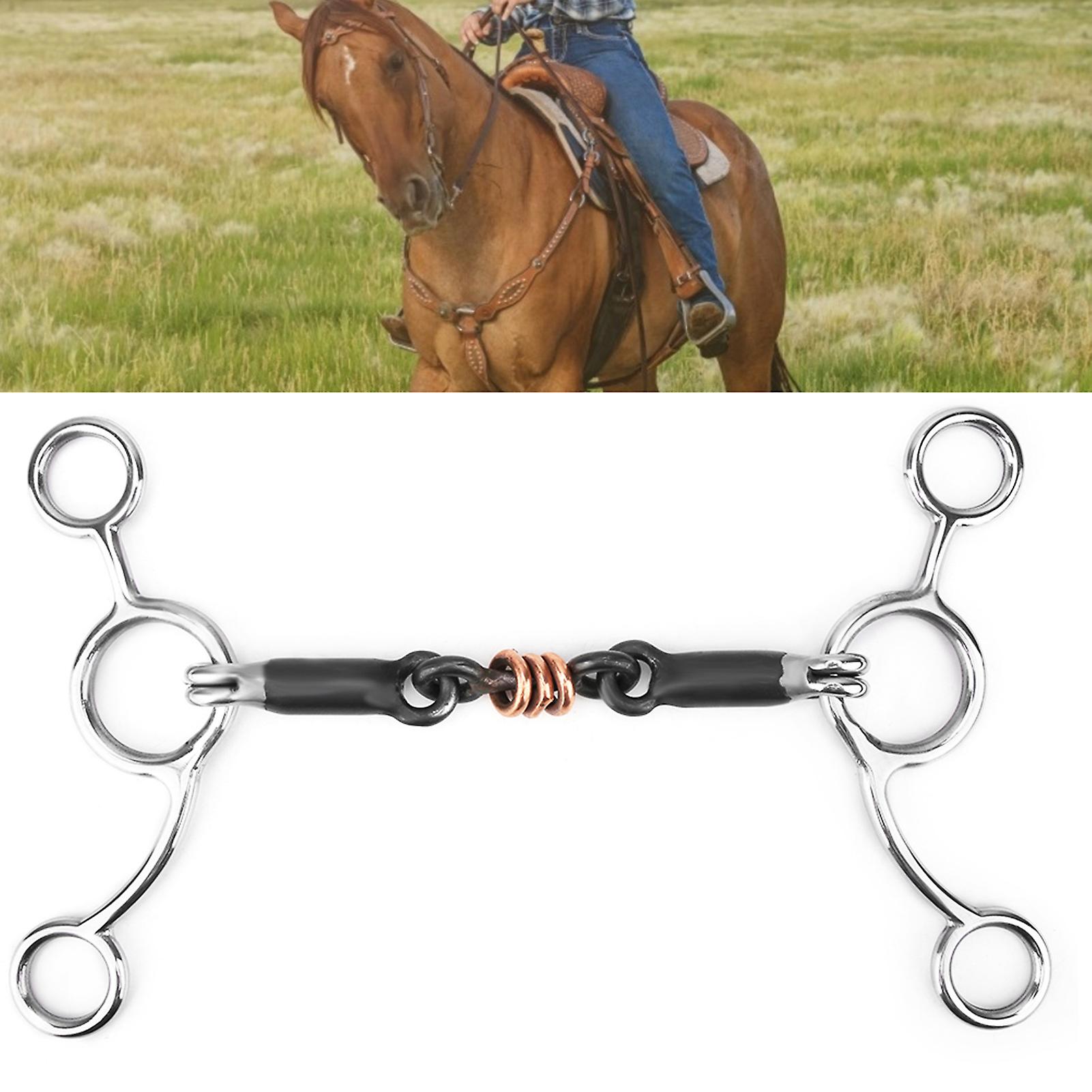 Horse Chew Stainless Steel Gag Bit With Black Steel Mouth