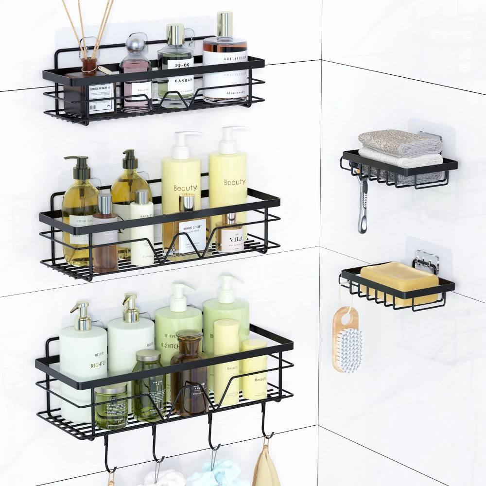 Dyiom Shower Caddy Shelf Organizer 5 Pack No Drilling Adhesive Wall Mounted Bathroom Organizer Basket Black 834511757