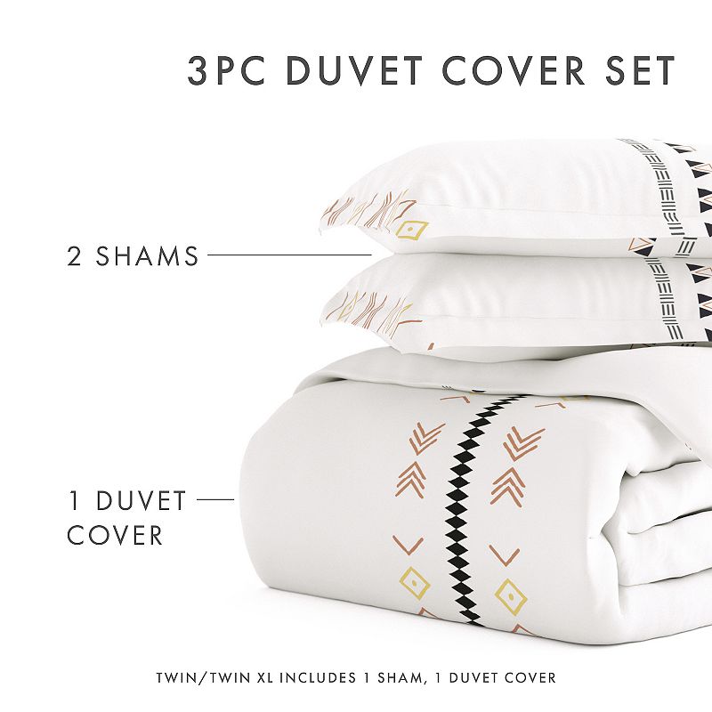 Home Collection Premium Ultra Soft Natural Geo Lines Duvet Cover Set