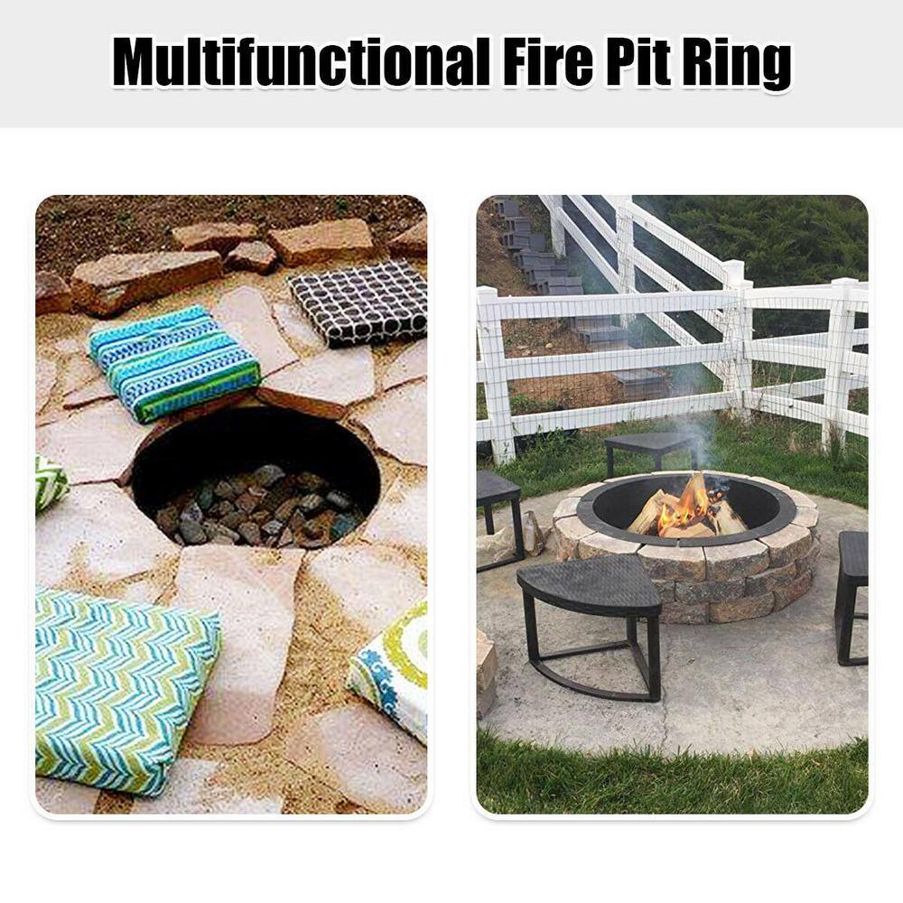 ANGELES HOME 36 in. W x 10 in. H Round Steel Wood and Coal Fuel Fire Pit Ring Liner Fire Pit Kit M63-8HW414