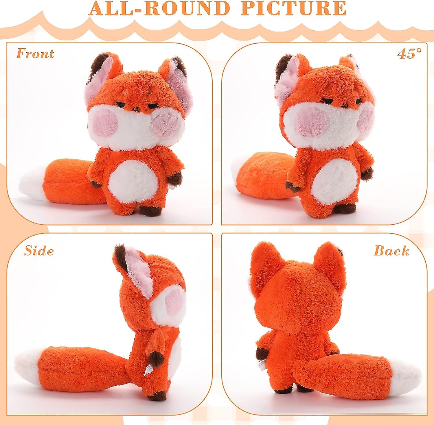 Fox Stuffed Animals Plush， 13.7 Inches Super Soft Cute Fox Plush Throw Pillow With Large Tail，  Fox Plush Toy For Boys And Girls