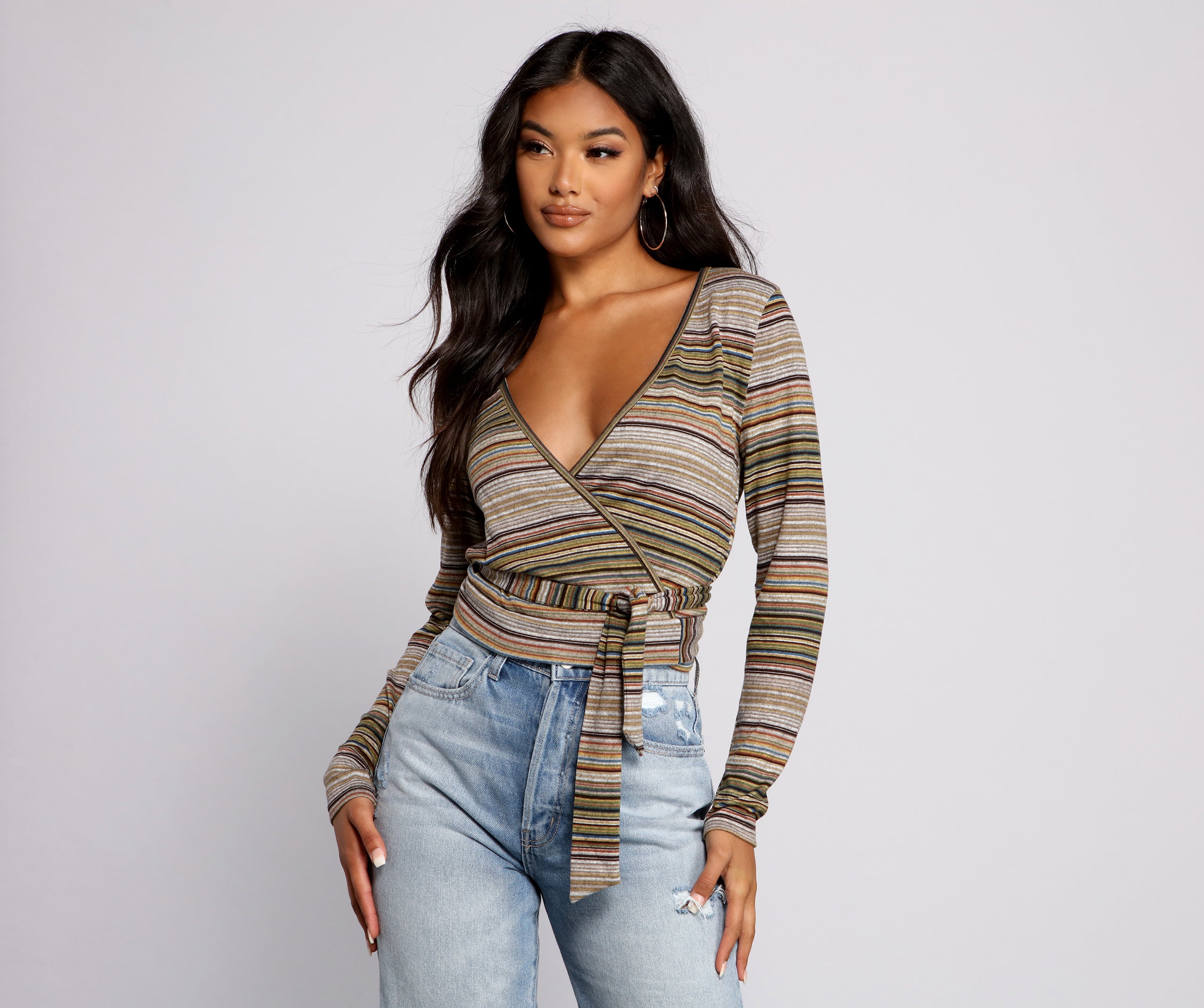 Wrapped In Stripes Brushed Knit Top