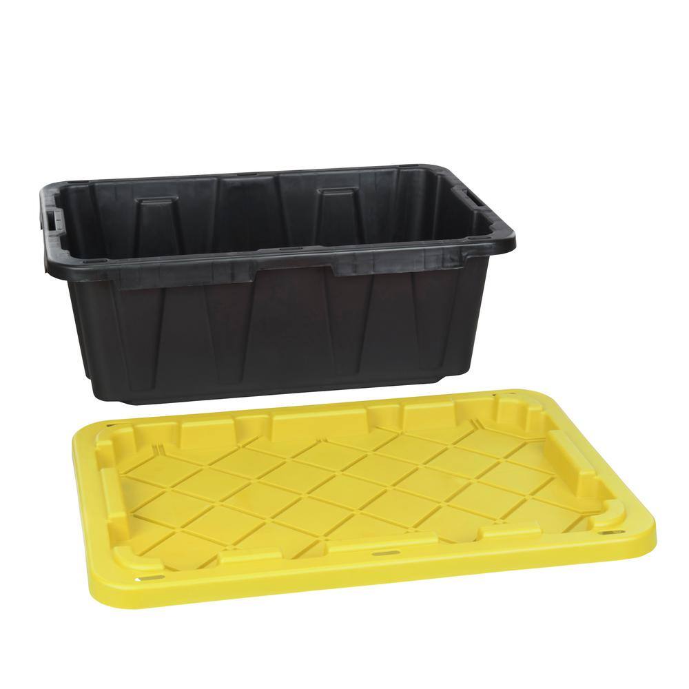 HDX 14 Gal. Tough Storage Tote in Black with Yellow Lid SW111