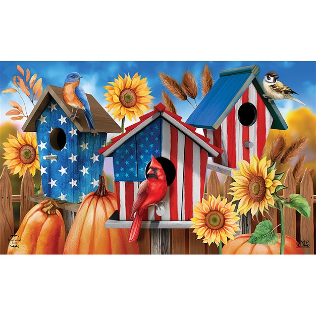 Briarwood Lane American Fall Birdhouses Doormat Patriotic Autumn