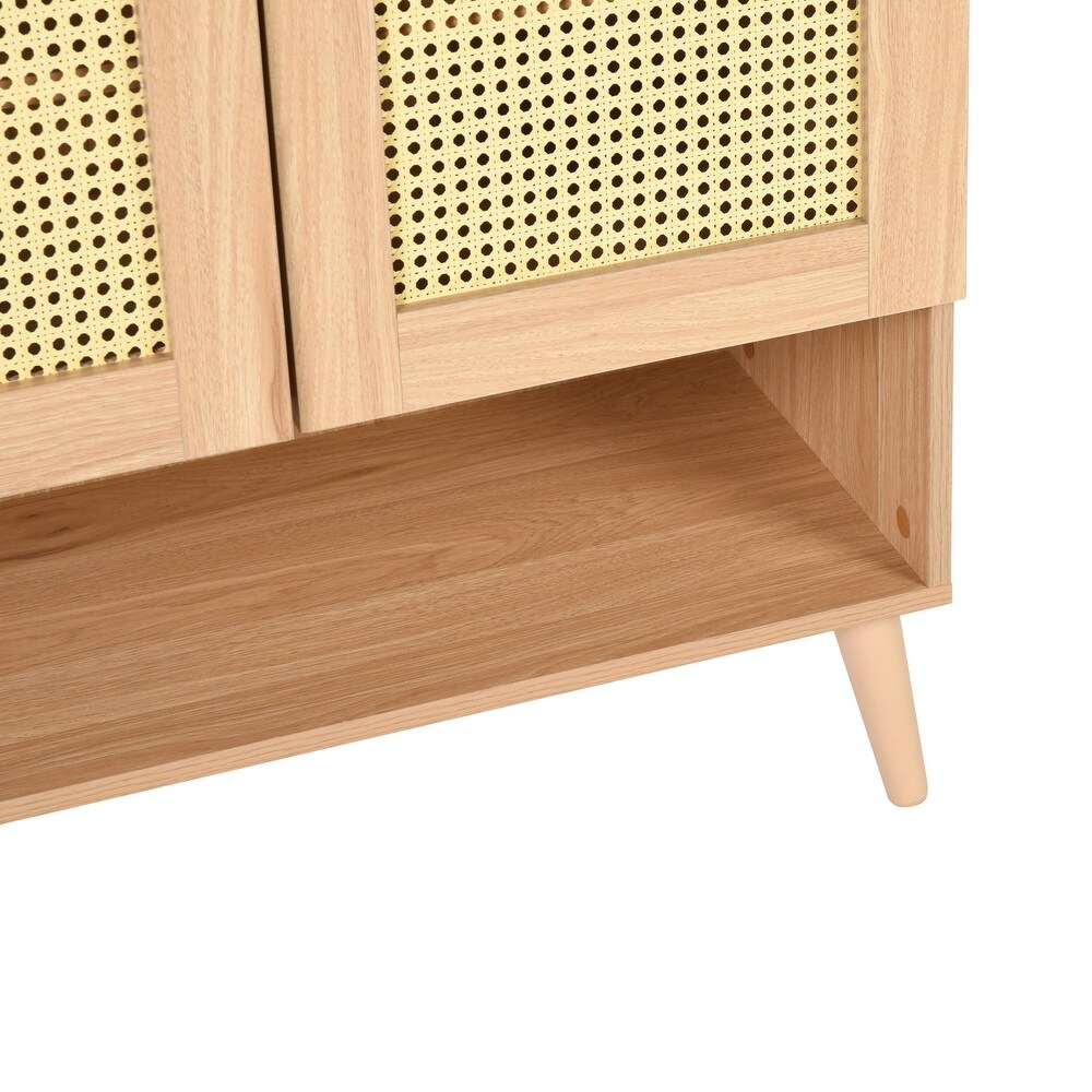 Homy Casa Faux Ratten 2 Doors Accent Storage Cabinet