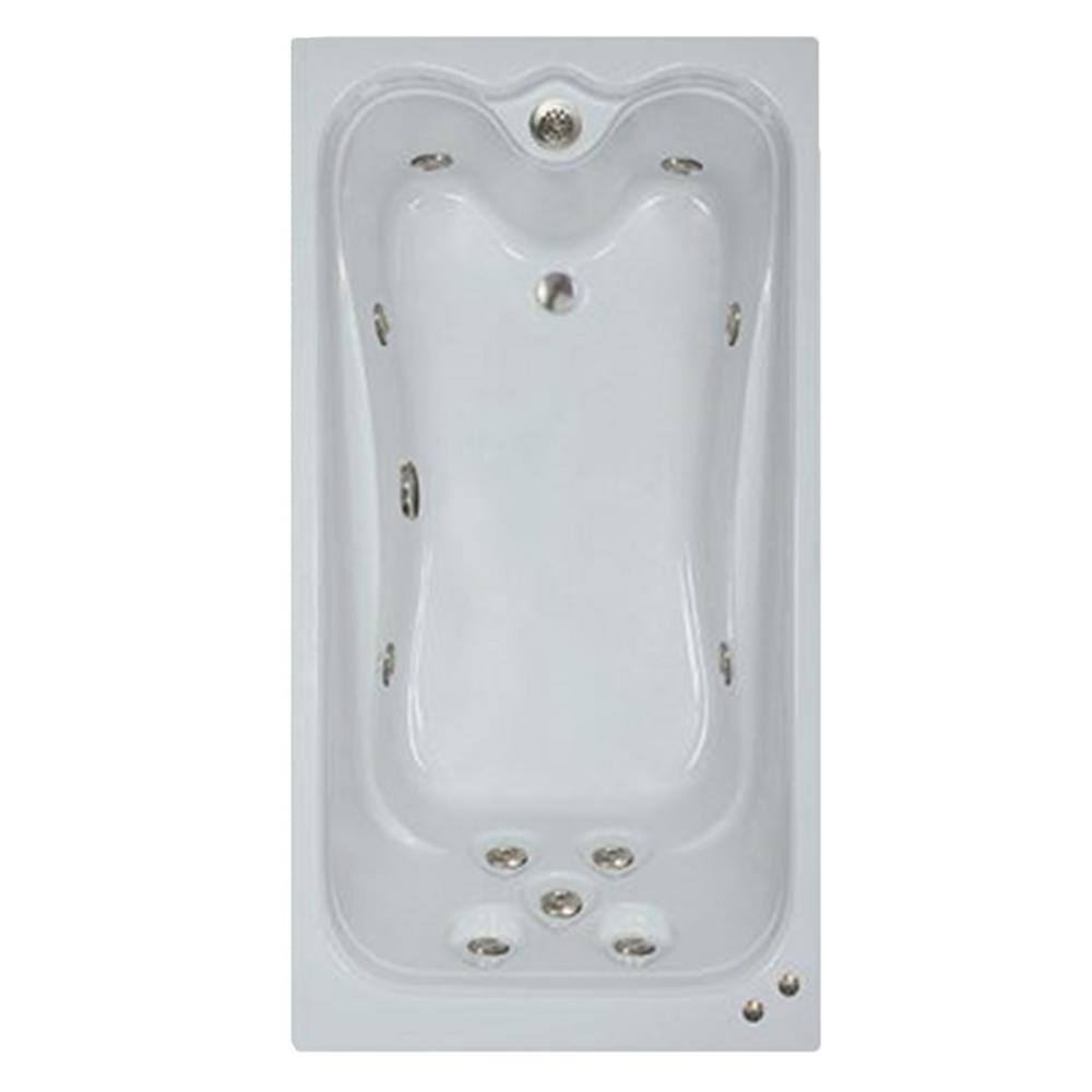 Comfortflo 60 in. Acrylic Reversible Drain Rectangular Alcove Whirlpool Bathtub in White W6036-A Prem White