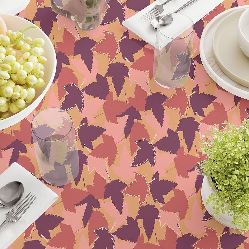 Square Tablecloth， 100% Polyester， 54x54， Fall Season Maple Leaves