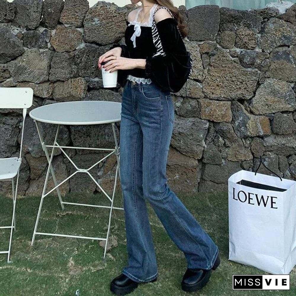 Woman Jeans High Waist Clothes Wide Leg Denim Clothing Blue Streetwear Vintage Quality Fashion Harajuku Straight Pants