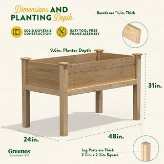 Greenes Fence 48 in. L x 24 in. W x 31 in. H Original Cedar Elevated Garden Bed RCEV2448