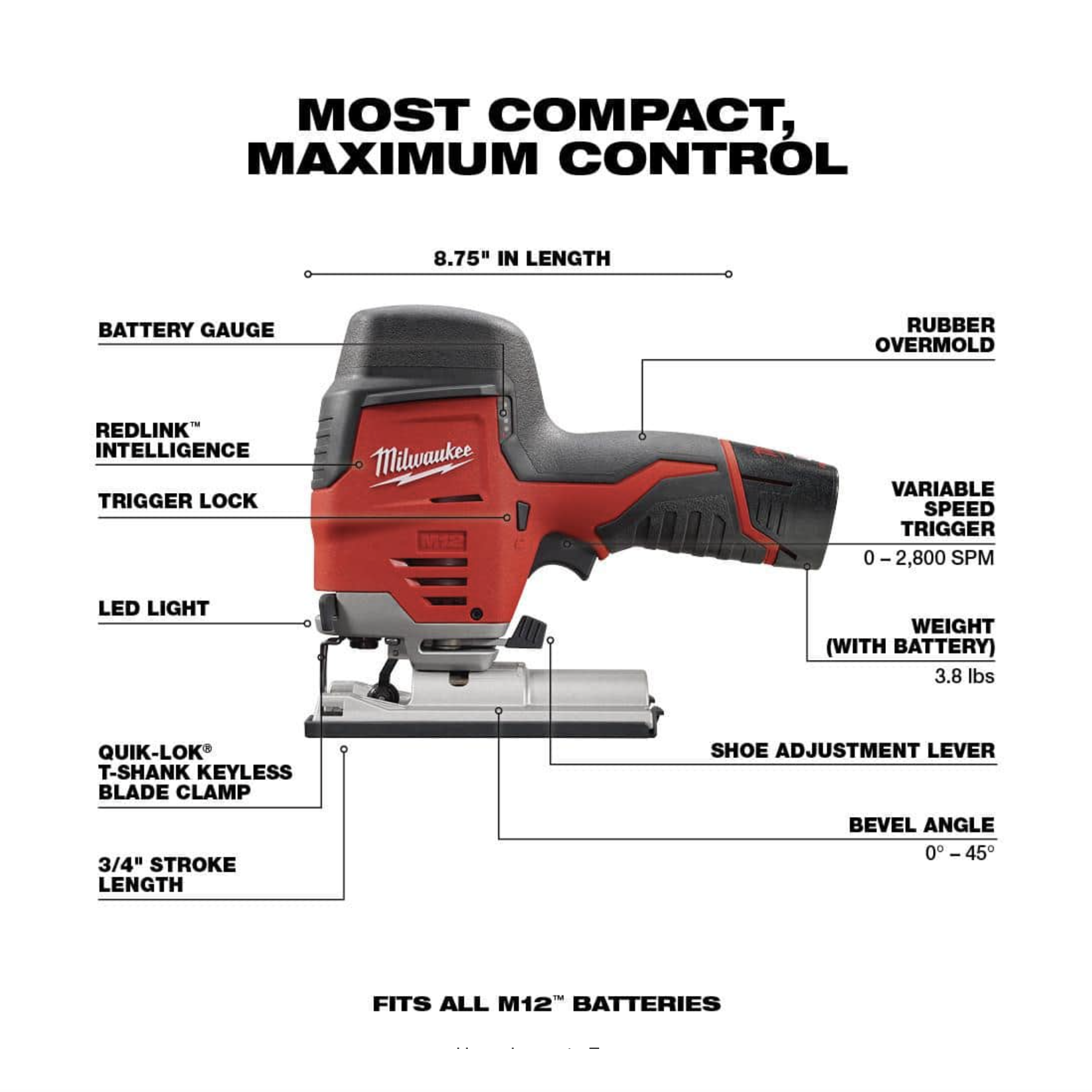 Milwaukee M12 12V Lithium-Ion Cordless Jig Saw With M12 3/8 in. Crown Stapler And 6.0 Ah XC Battery Pack