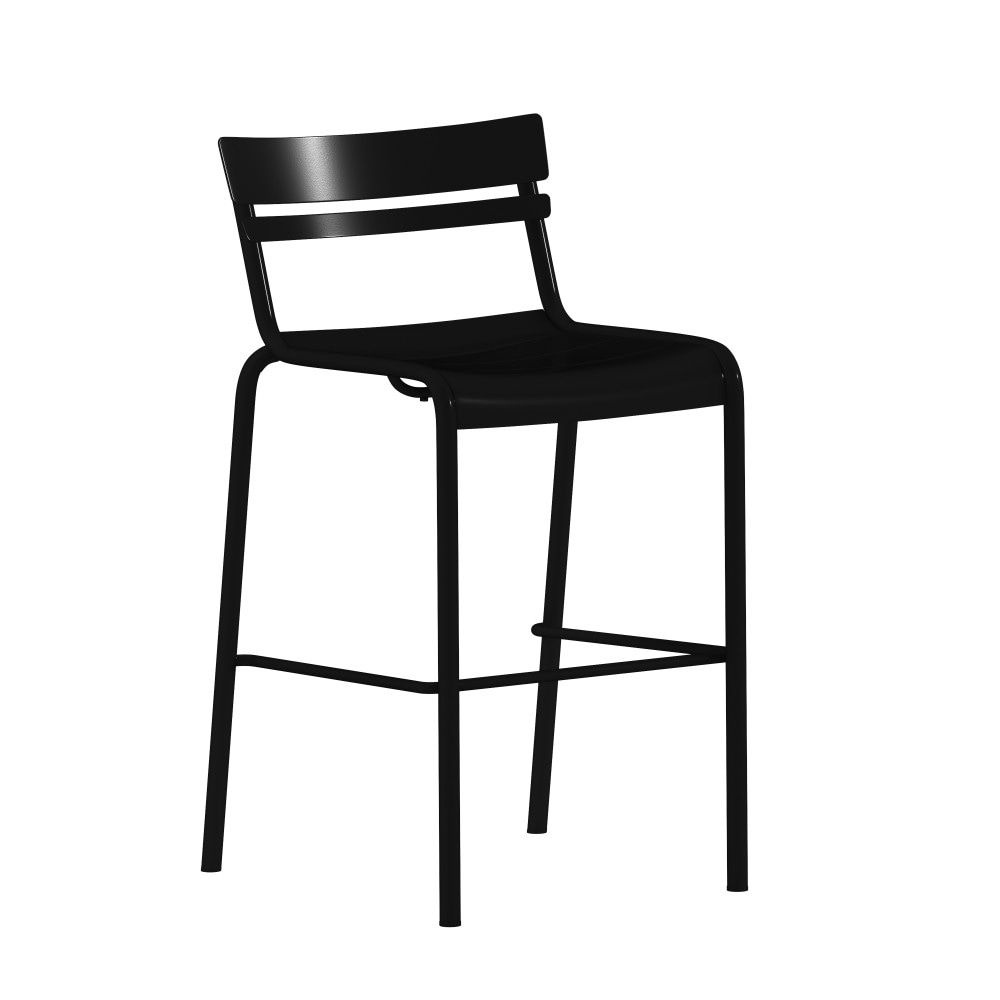 Modern Commercial Grade 2 Slat Indoor/Outdoor Steel Bar Stool