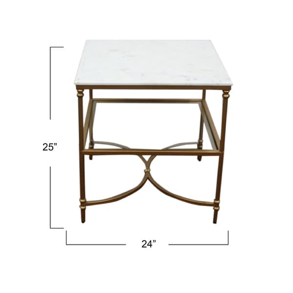 Libertine Genuine Marble and Glass End Table