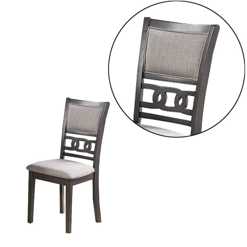 Fabric Upholstered Dining Chair With Panel Back， Knot Cut Outs， Set Of 2， Gray - Benzara