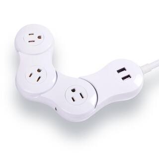 Quirky Pivot Power Desktop Flexible 3-Outlet 2 USB Surge Protector with 4 ft. Cord VPVPD-WH01