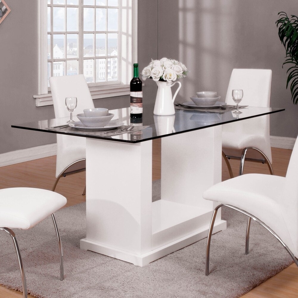 Furniture of America Jem Contemporary White 59 inch Wood Dining Table