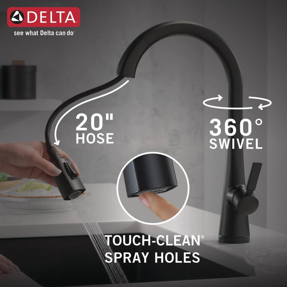 Delta Monrovia Single-Handle Pull Down Sprayer Kitchen Faucet with Touch2O Technology in Matte Black 9191T-BL-DST