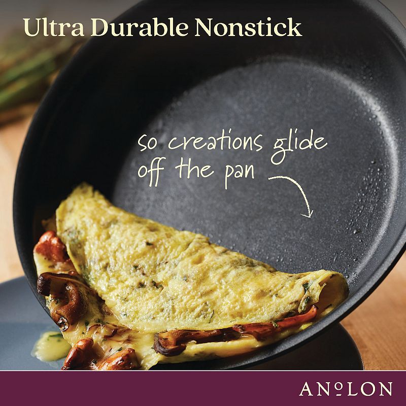 Anolon SmartStack Hard-Anodized Nesting Skillet Set， 2-Piece， Black