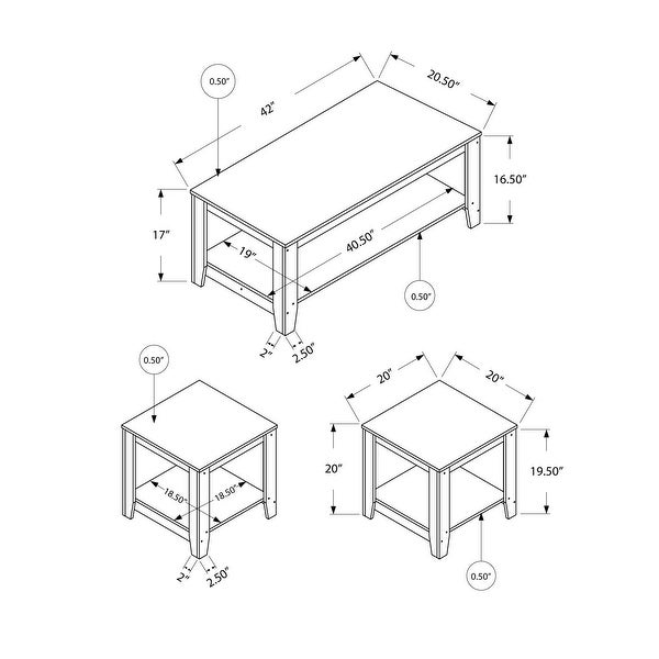 HomeRoots Cappuccino Table Set 3Pcs Set - 42 x 20.5 x 17