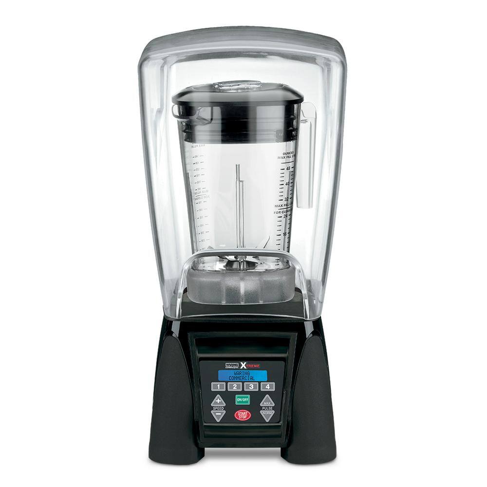 Waring Commercial Xtreme 48 oz. 10-Speed Clear Blender with 3.5 HP LCD Display Programmable and Sound Enclosure MX1500XTXP