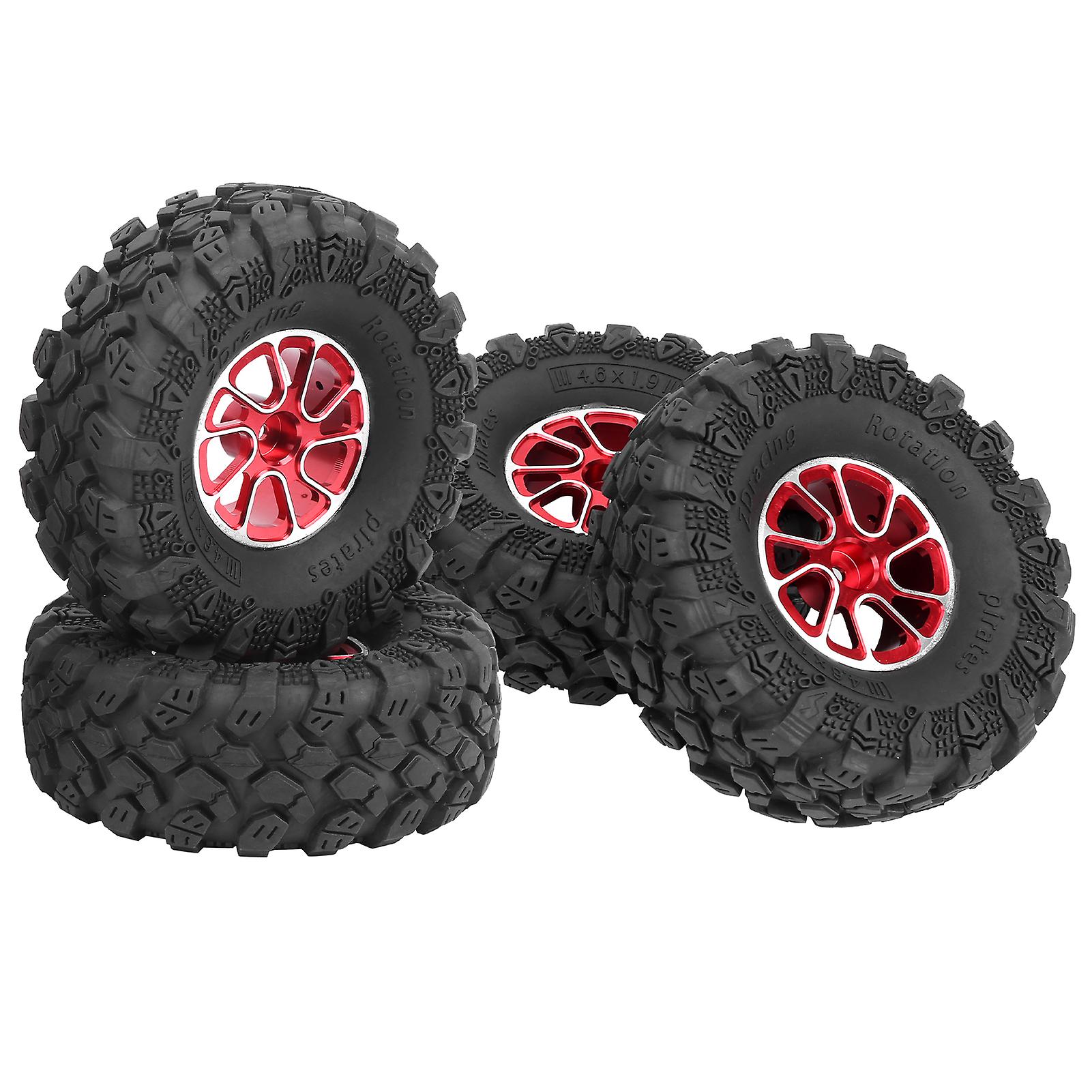 4ppcs 1.9in Aluminum Alloy Wheel Hub Rubber Tire Accessories For Zd Racing 1/10 Rc Carred