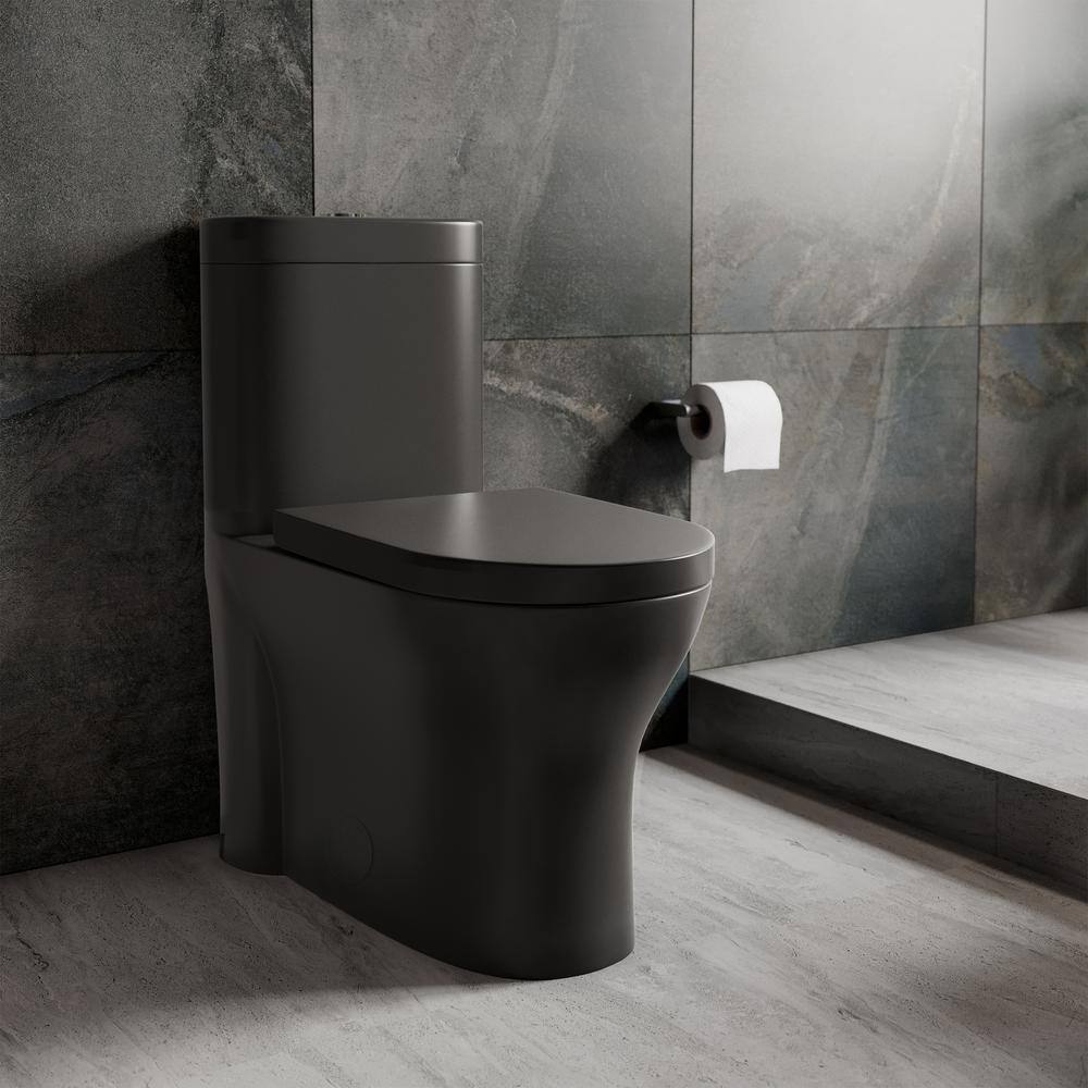 Swiss Madison Monaco 1-piece 1.11.6 GPF Dual Flush Elongated Toilet in Matte Black Seat Included SM-1T108MB