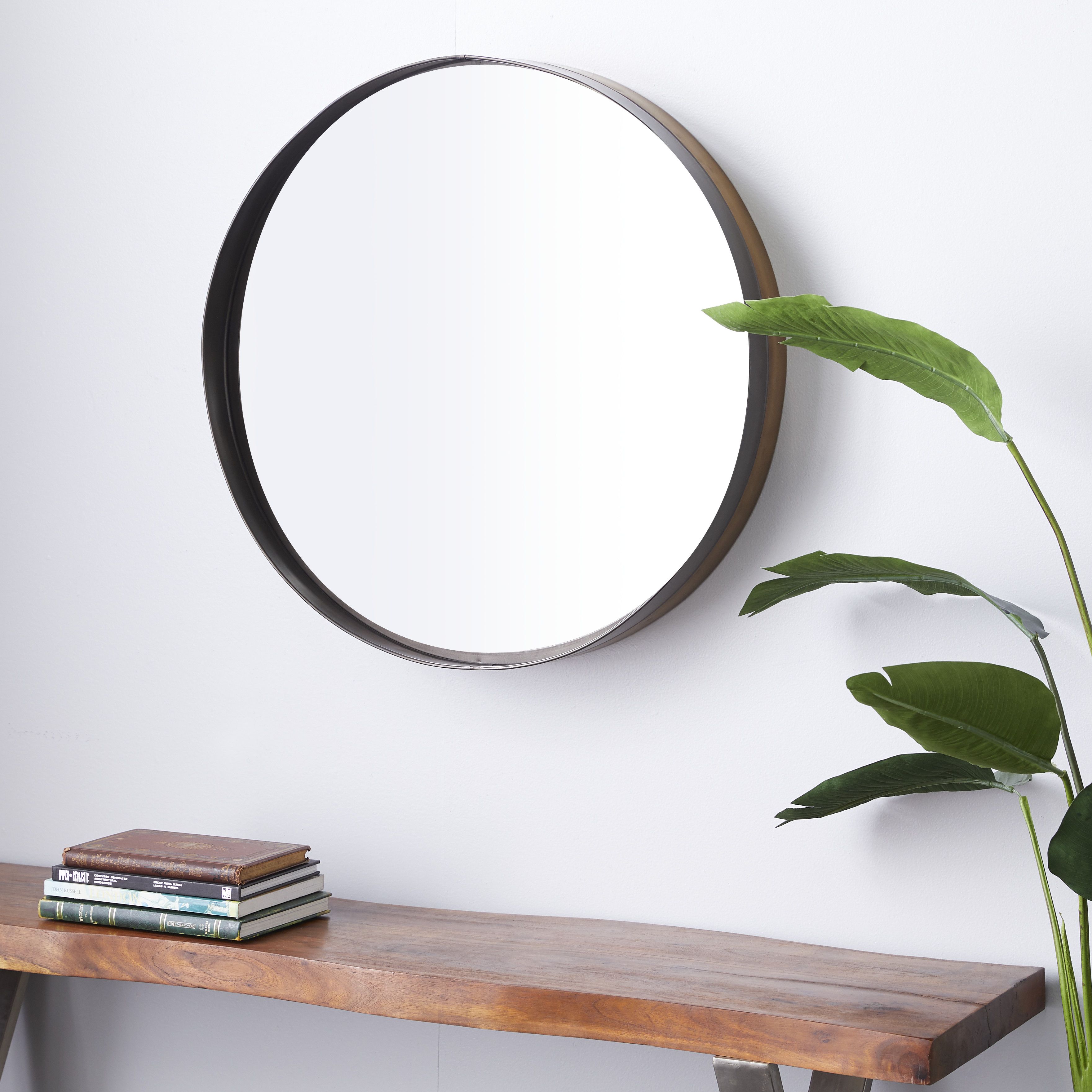 Black Metal Modern Wall Mirror 32 x 32 x 5