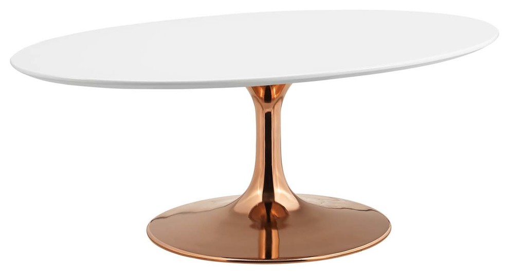 Modern Deco Coffee Table  Metal Steel Wood  White Rose Gold   Midcentury   Coffee Tables   by House Bound  Houzz