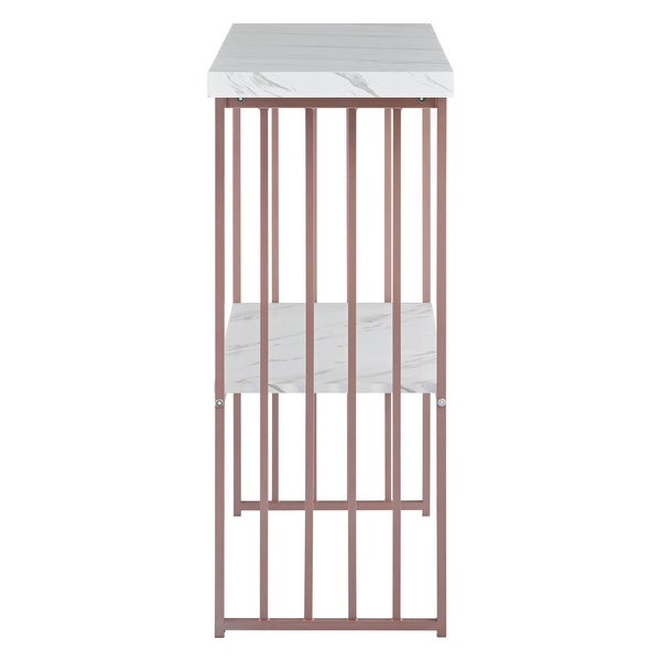 Modern Console Table， Entryway Table with 2 Shelves， Metal Frame