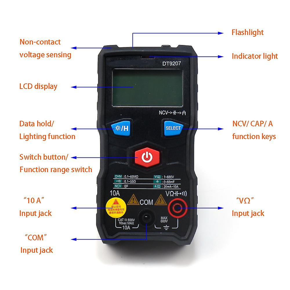 Born Pretty Mini Digital Multimeter 6000 T-rms Lcd Display Dc Ac Voltage Capacitance Ohm Multimetro Ncv Hz Live Wire Tester Auto-ranging