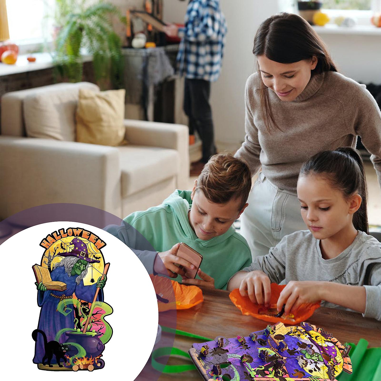 Halloween Wooden Jigsaw Puzzle Coloful 3d Wooden Puzzle For Adults Teenagers Family Game Play Toys Educational Gift  Type 3