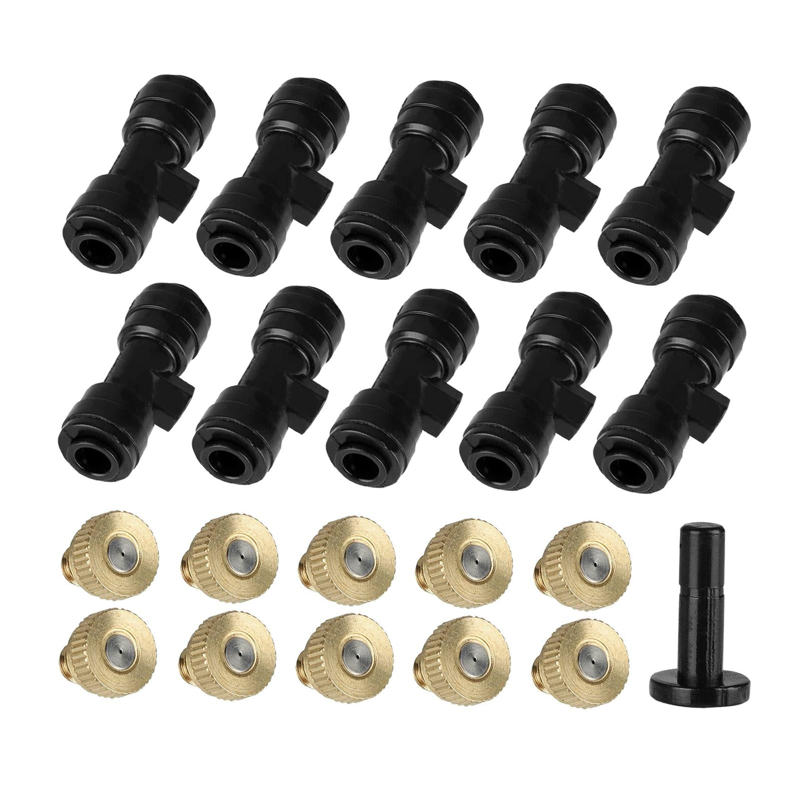 Misting Nozzles Kit Irrigation Misting Brass Nozzle Cooling Nozzles for Greenhouse Landscaping Nozzle Seat Plug