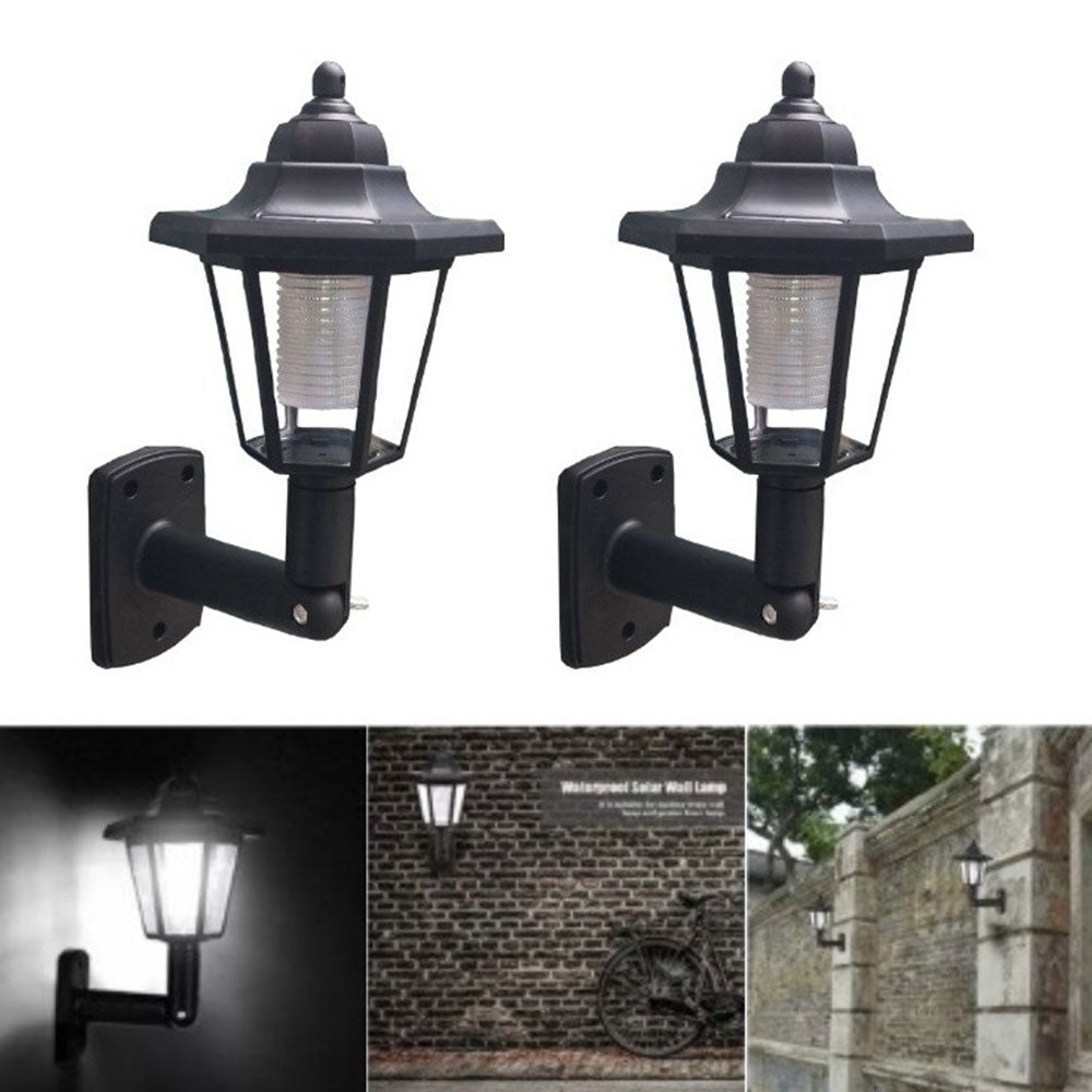 2pcs Waterproof Wall Mount Solar Lights Outdoor Pathway Gate Bright White Lamp Automatic Induction