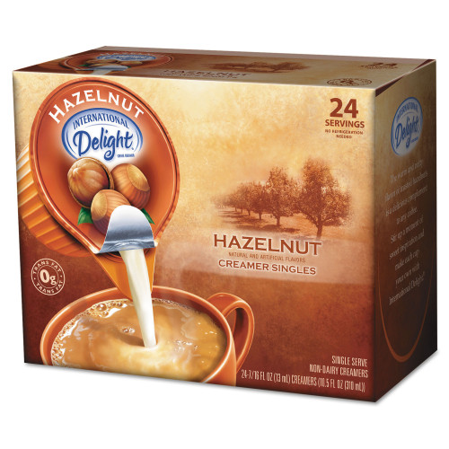 International Delight Coffee Creamer， Hazelnut， 0.4375 oz Liquid， 24/Box (100680)