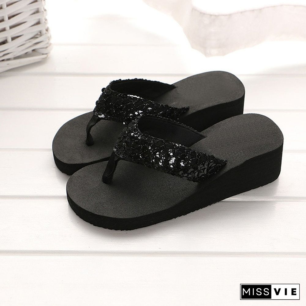 New Stylish Women's Summer Sequins Anti-Slip Sandals Slipper Indoor & Outdoor Flip-Flops