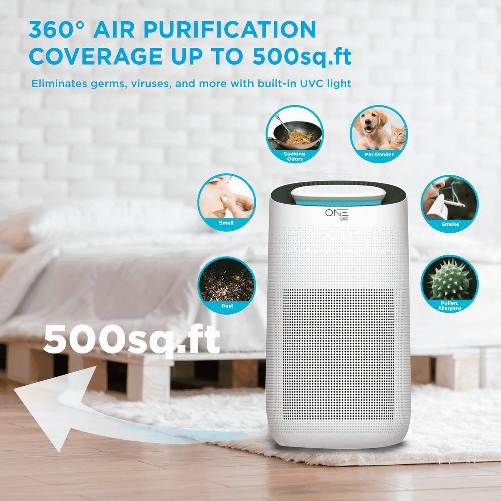 One Smart Consumer Electronics Gear Athena Smart Air Purifier with Voice Control HEPA Filter Included. Compatible with Google Assistant and Alexa with App OSAP01