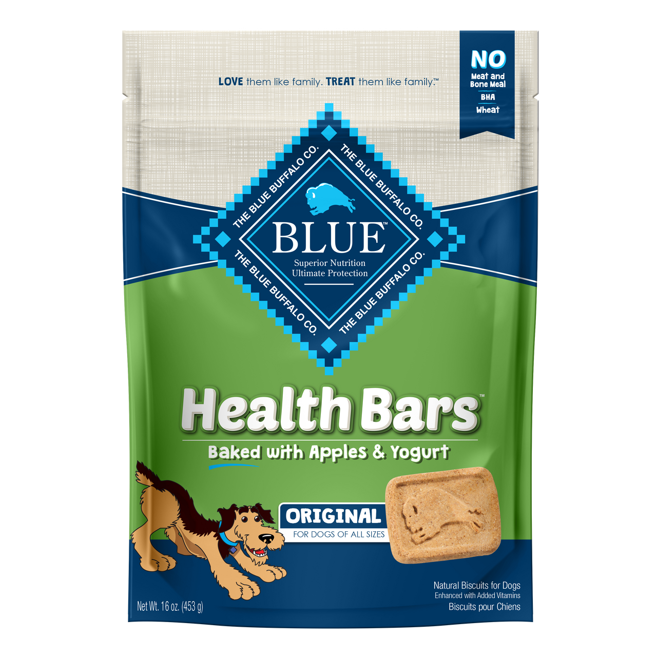 Blue Buffalo Health Bars Baked with Apples and Yogurt Dog Treats， 16 Oz. Bag