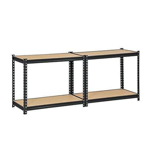 Edsal Adjustable 4 Shelf Steel Storage Organization Unit， Black (2 Pack)