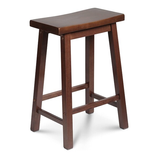 PJ Wood Classic Saddle-Seat 24 Inch Kitchen， Table， and Bar Counter Stool， Walnut - 13.23