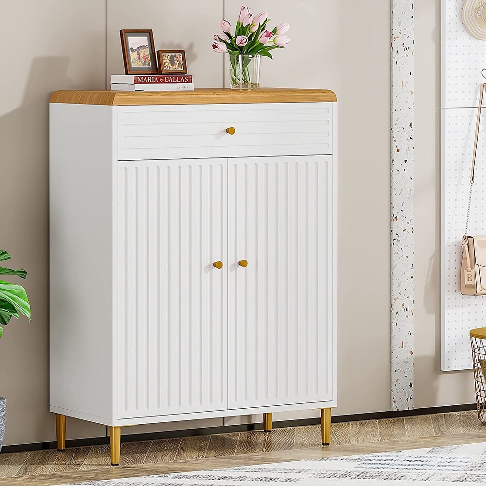 Modern Shoe Cabinet with Door and Drawer for Entryway