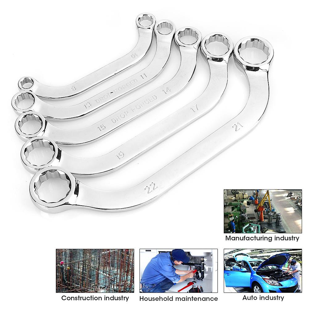 5pcs/set Double End Wrench Multifunction 45# Steel Dodecagon Combination C Spanner 822mm