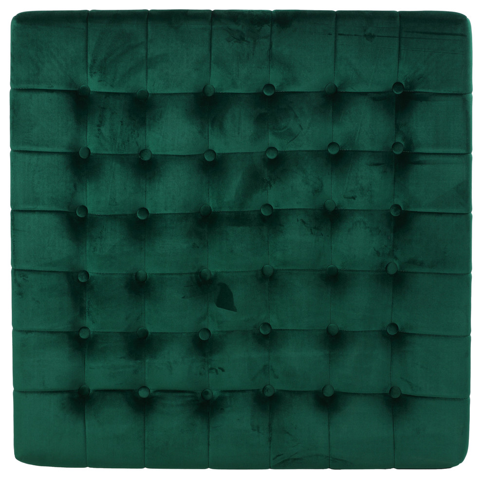 Cortesi Home Caroline Tufted Velvet Ottoman  Emerald Green   Contemporary   Footstools And Ottomans   by CozyStreet  Houzz