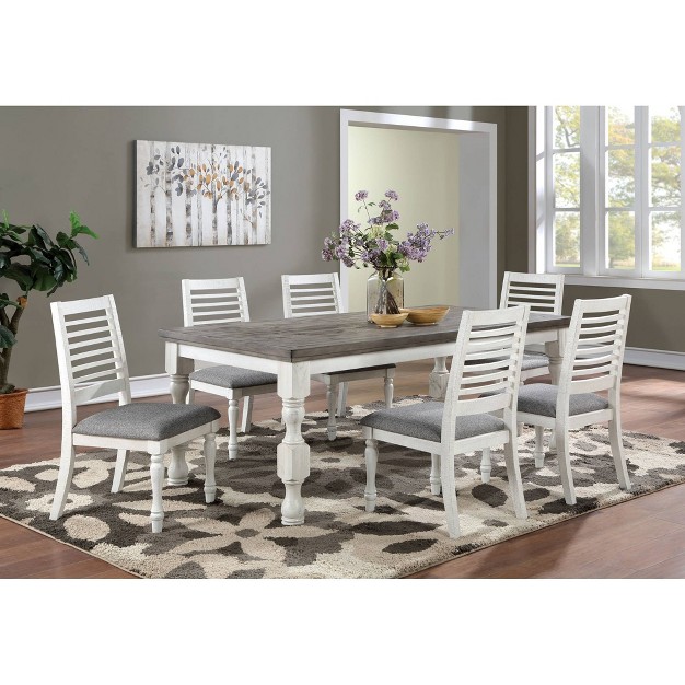 7pc Cambrien Rustic Farmhouse Dining Set Antique White gray Homes Inside Out