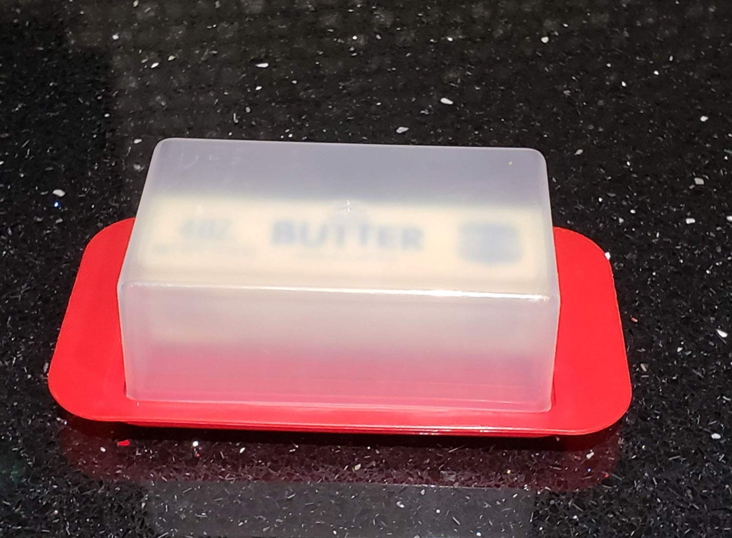 Dependable Industries Plastic Standard Butter Dish Red Base Smoked Clear Top