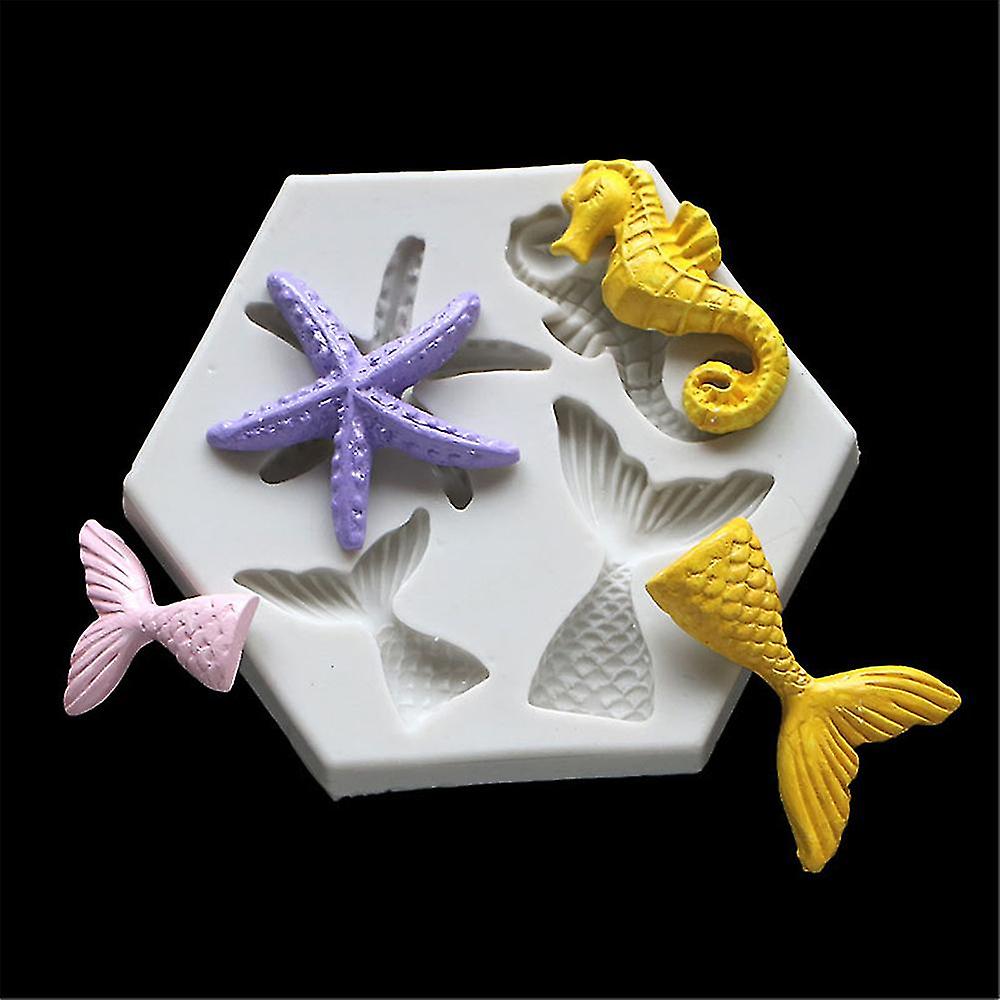 Mermaid Starfish Seahorse Shaped Silicone Mold Diy Fondant Cake Decorating Tool Epoxy Resin Glue Mold Kitchen Baking Accessoriesaa