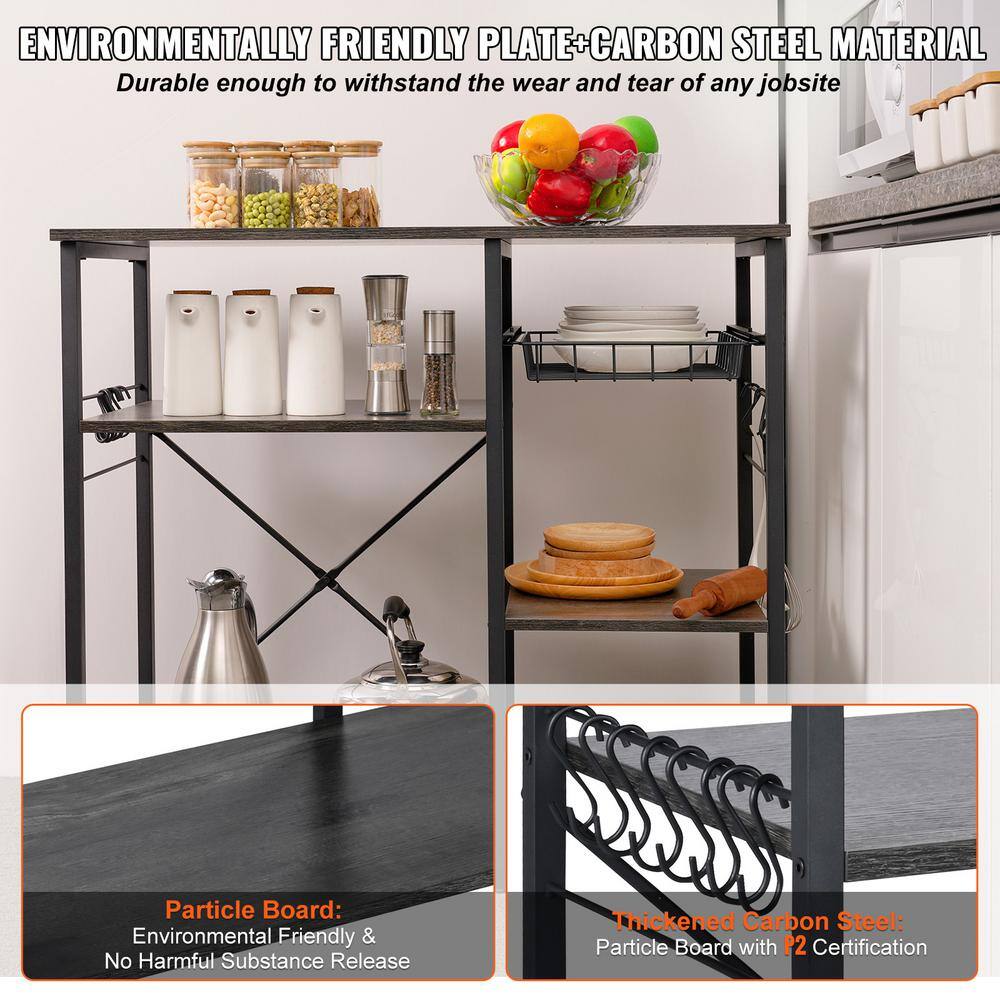 VEVOR Kitchen Baker's Rack 5-Tier Industrial Microwave Stand Multifunctional Coffee Station Organizer BDD157X354X33480DV0