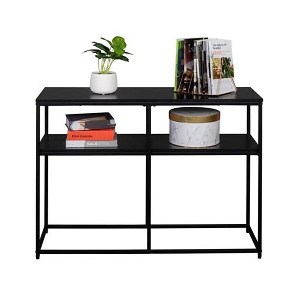 Industrial Style Console Table Double Black Oak Triamine Board