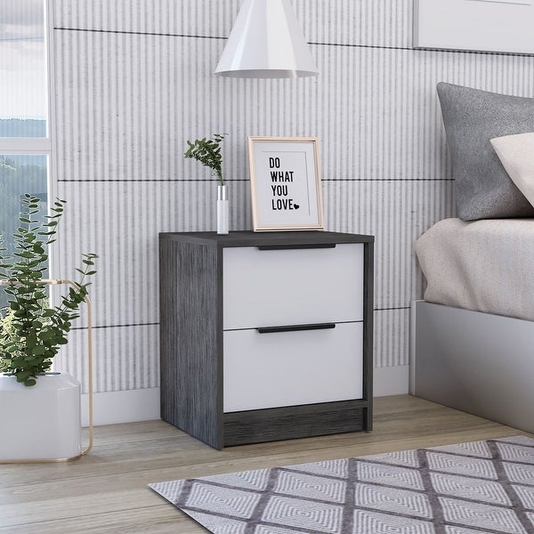 Toledo Modern Nightstand White - Gray Painted， 2 Drawers - - 38045416