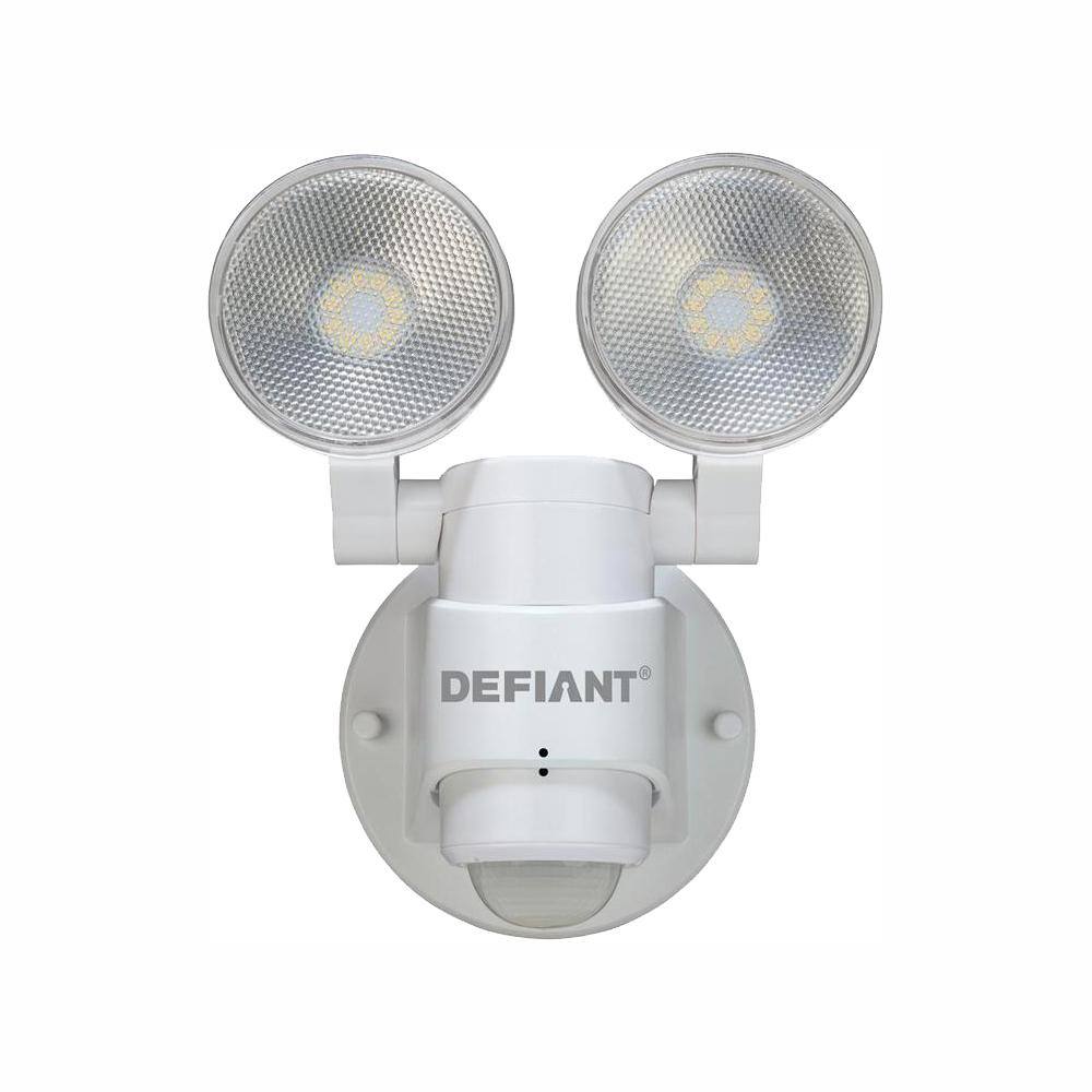 Defiant 1100 Lumen 180-Degree Integrated LED Two-Head White Outdoor Flood Light DFI-5936-WH