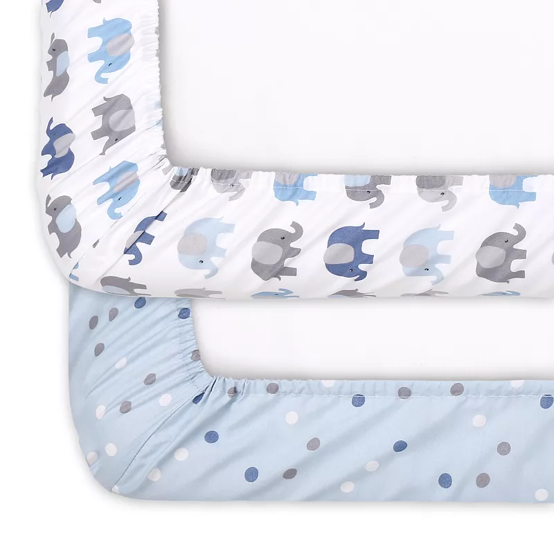 The Peanutshell 2-Pack Sleepy Elephant Crib Sheets