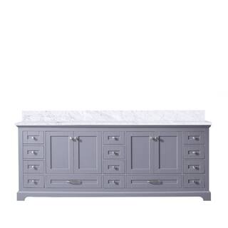 Lexora Dukes 84 in. W x 22 in. D Dark Grey Double Bath Vanity and Carrara Marble Top LD342284DBDS000